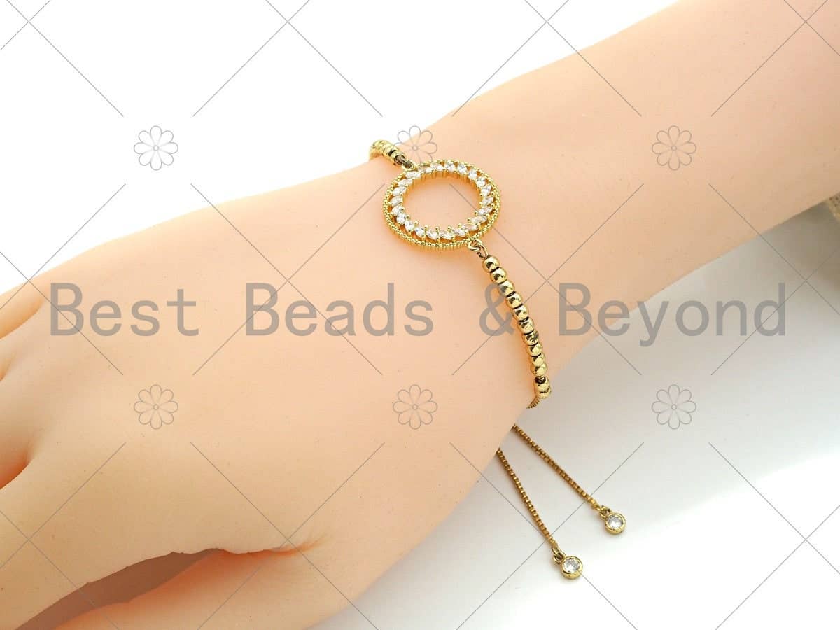 Gold Filled CZ Micro Pave Round Ring Shape Connector, 18K Gold Filled Charm, Necklace Bracelet Connector, 20x24mm,Sku#LK352