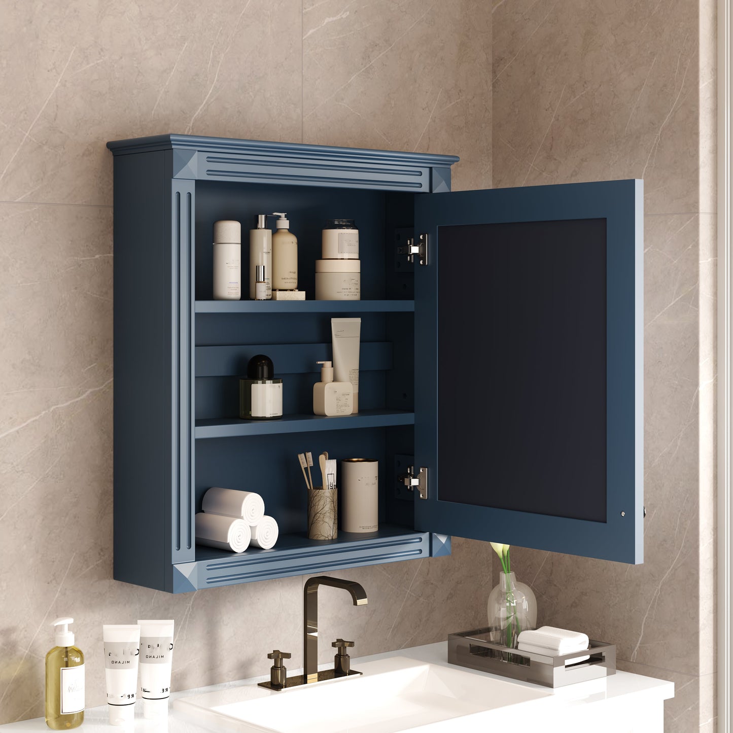 24'' x 27'' Wall Mounted Bathroom Storage Cabinet with Mirror