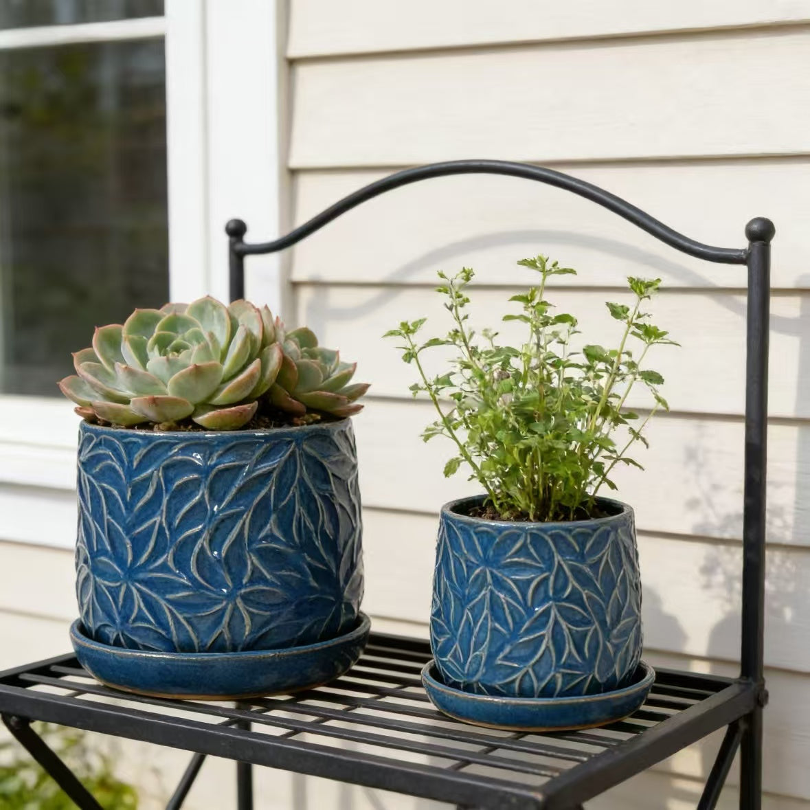 Handmade Ceramic Planter Set of 2, 6" & 8" Diameter, Deep