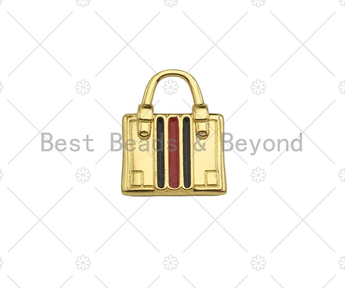 Colorful Enamel Lady Bag Shape Pendant/Charm,18K Dainty Gold Charm, Necklace Bracelet Charm Pendant,16x20mm, Sku#LK276