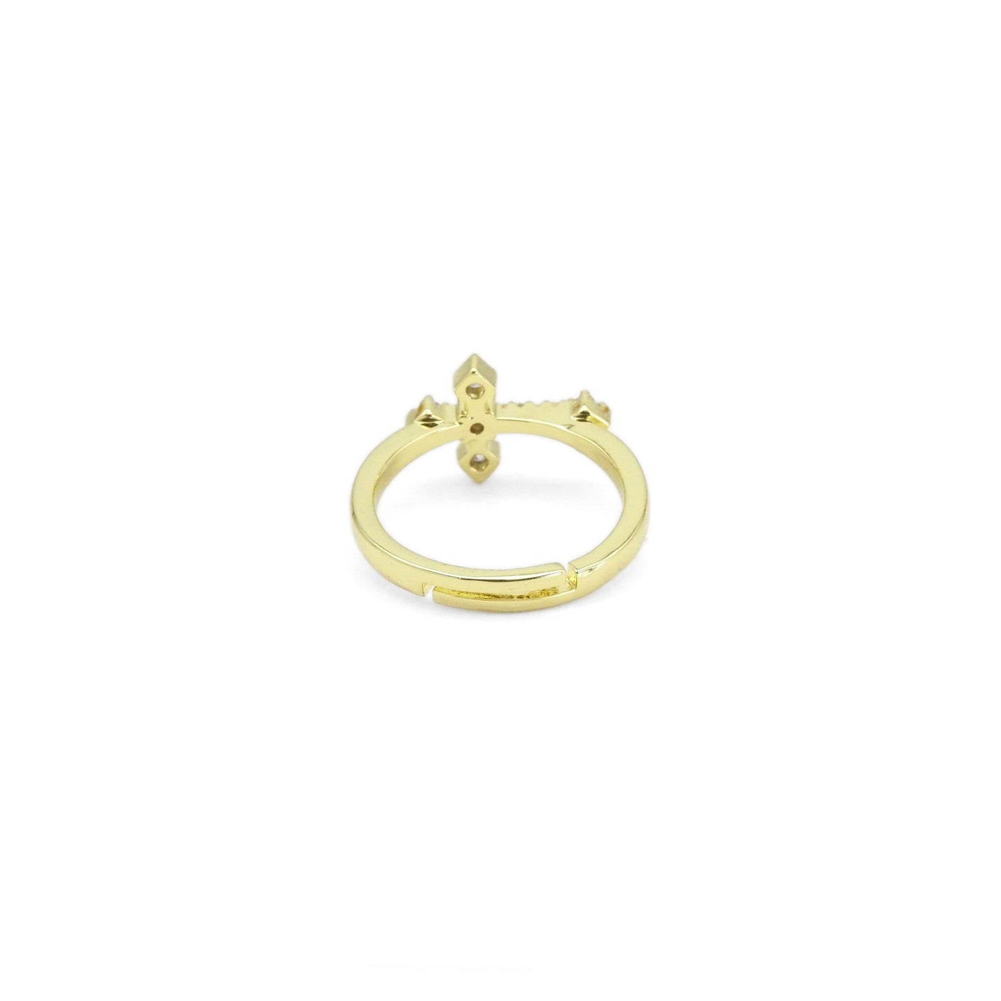 CZ Gold Cross Adjustable Ring, Sku#LX416