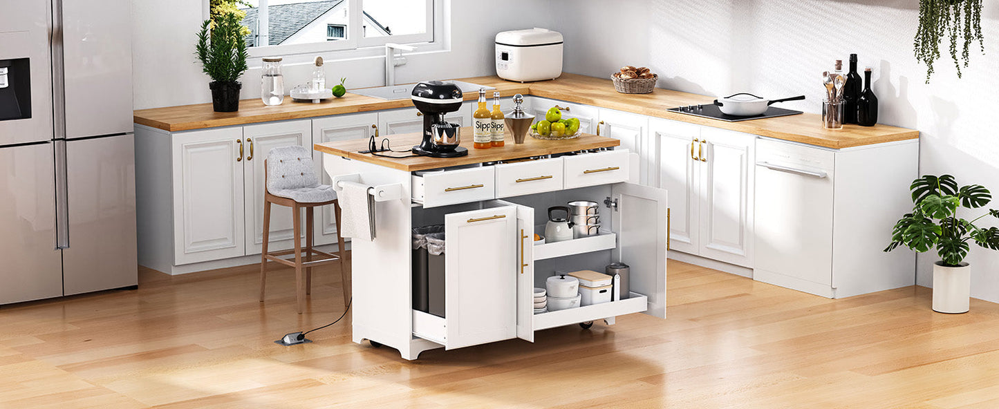 K&K 59.3" Kitchen Island with Storage