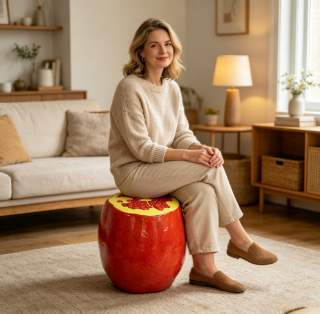Pomegranate Fruit Stool - Oversized Resin Stool and Side Table