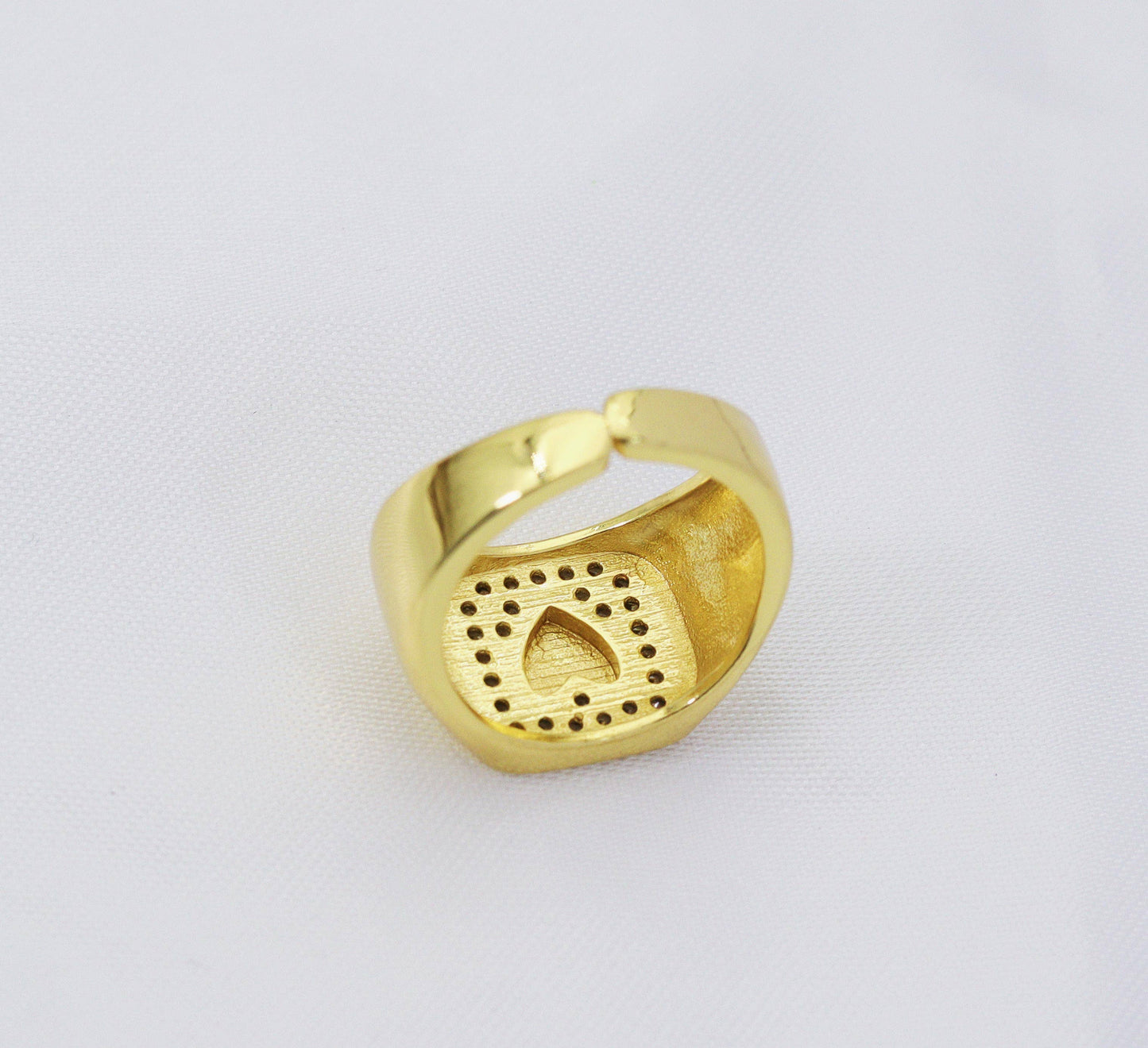 CZ Heart On Square Adjustable Ring, Sku#JL105