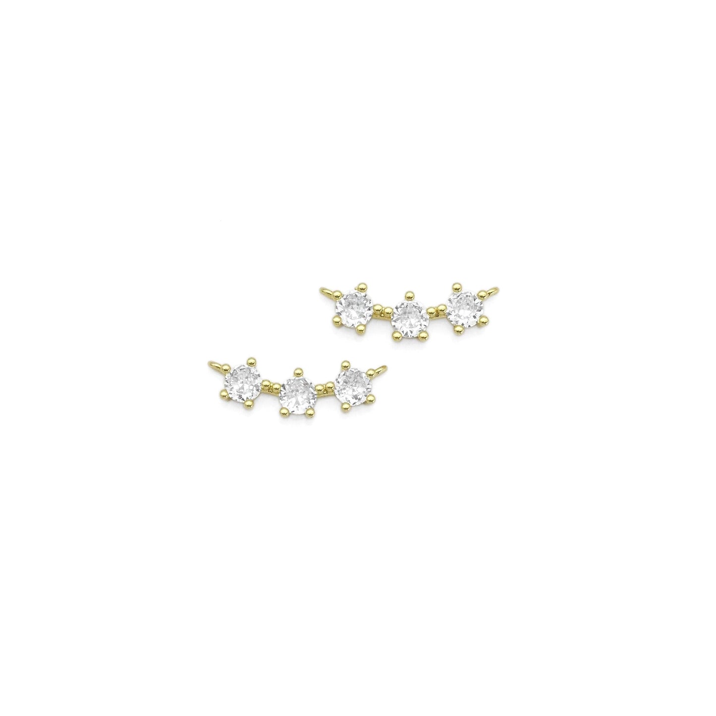 Gold Three Star Clear CZ Connector Charm, Sku#LK868