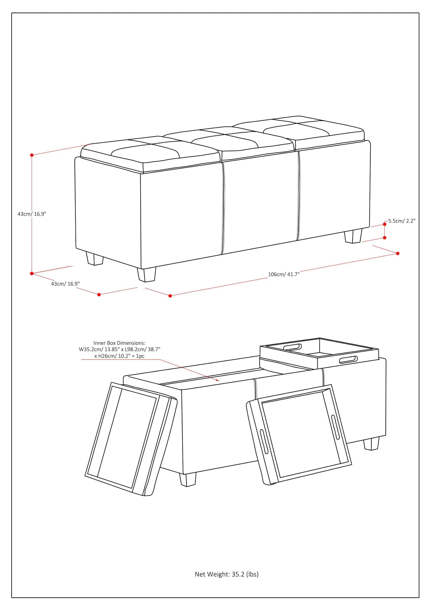 Avalon - Upholstered Storage Ottoman