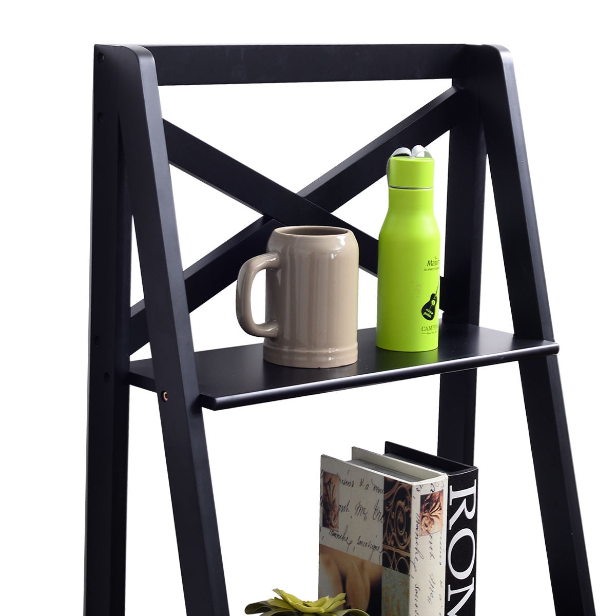 4-tier Leaning Free Standing Ladder Shelf Bookcase-White