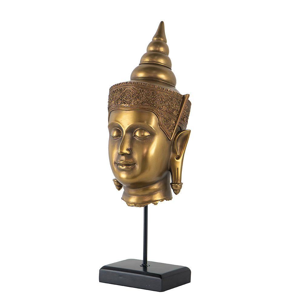 7x7.5x19.7" Buddha Statue Head On Stand