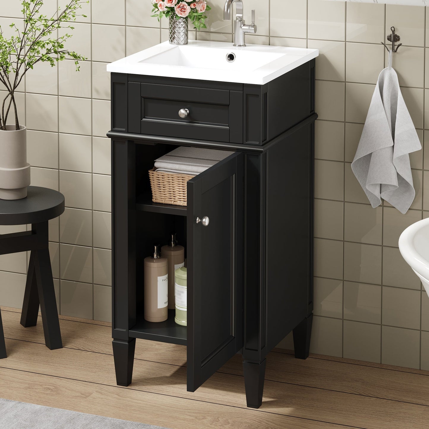 16-Inch Bathroom Vanity with Ceramic Sink