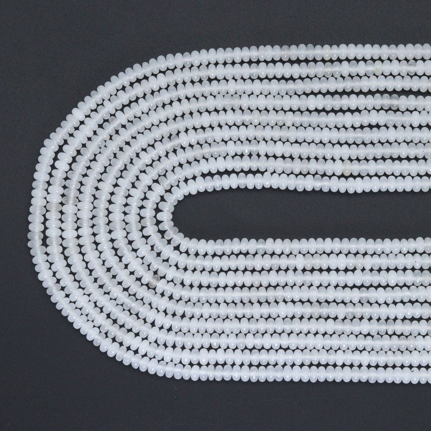 2x4mm/5x8mm White Jade Smooth Rondelle Beads, Sku#U2219