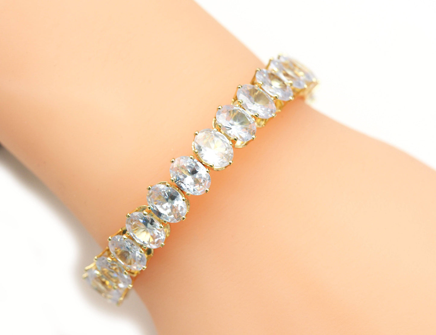 Gold Filled Big CZ Around Bracelet, Adjustable Baracelet, sku#C128