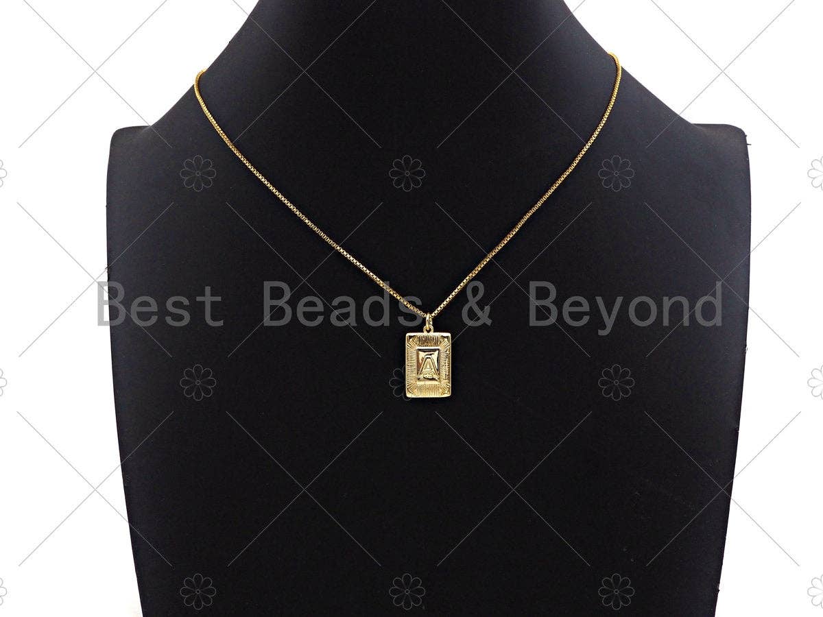 Gold Initial Letter Charm, 18k Real Gold Plated Alphabet Pendant Charm,  Alphabet Letter Rectangle Charm, Initial Charm,13x18mm,sku#F1331