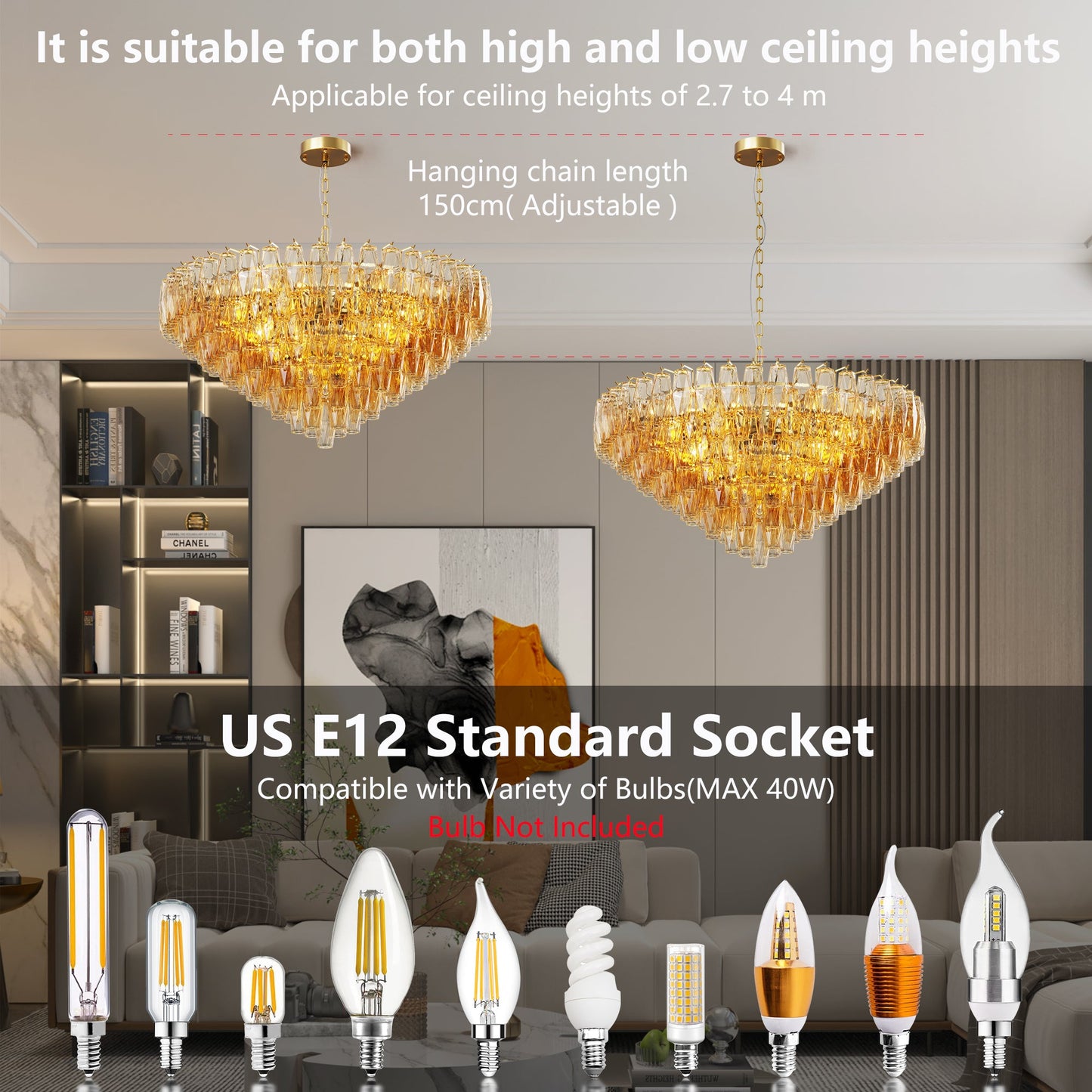 37" Extra Large Chandelier, 14-Light