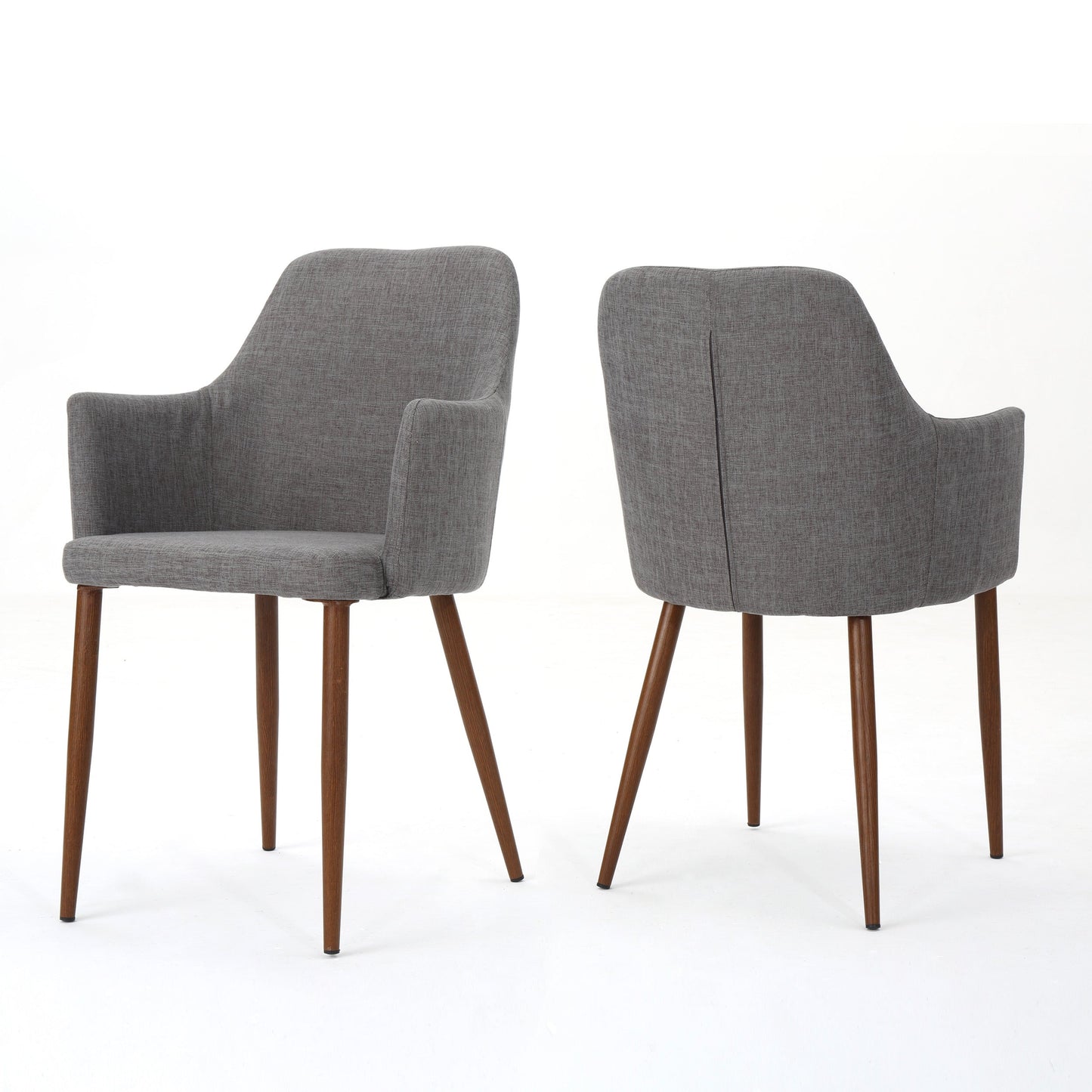 Mid Century Modern Fabric Upholstered Dining Chairs - Set of 2