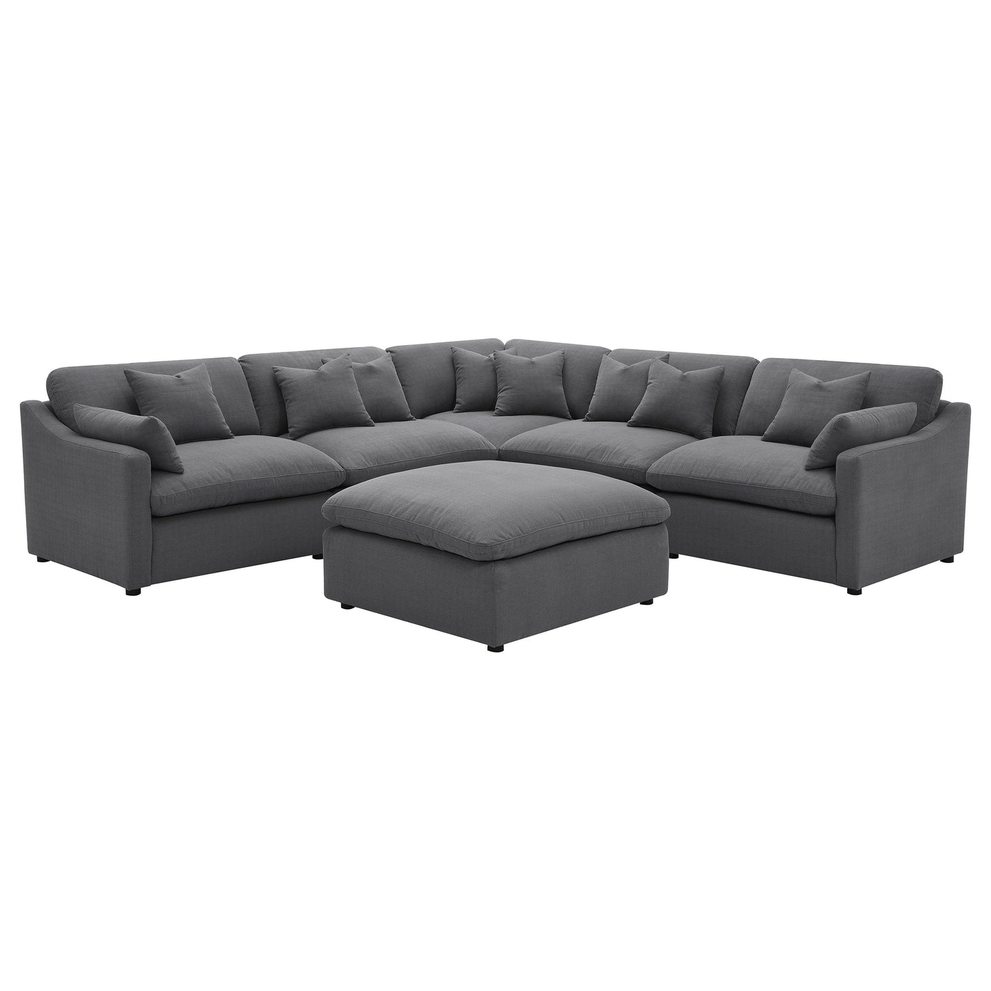 Charcoal 6-Piece Upholstered Modular Sectional Sofa