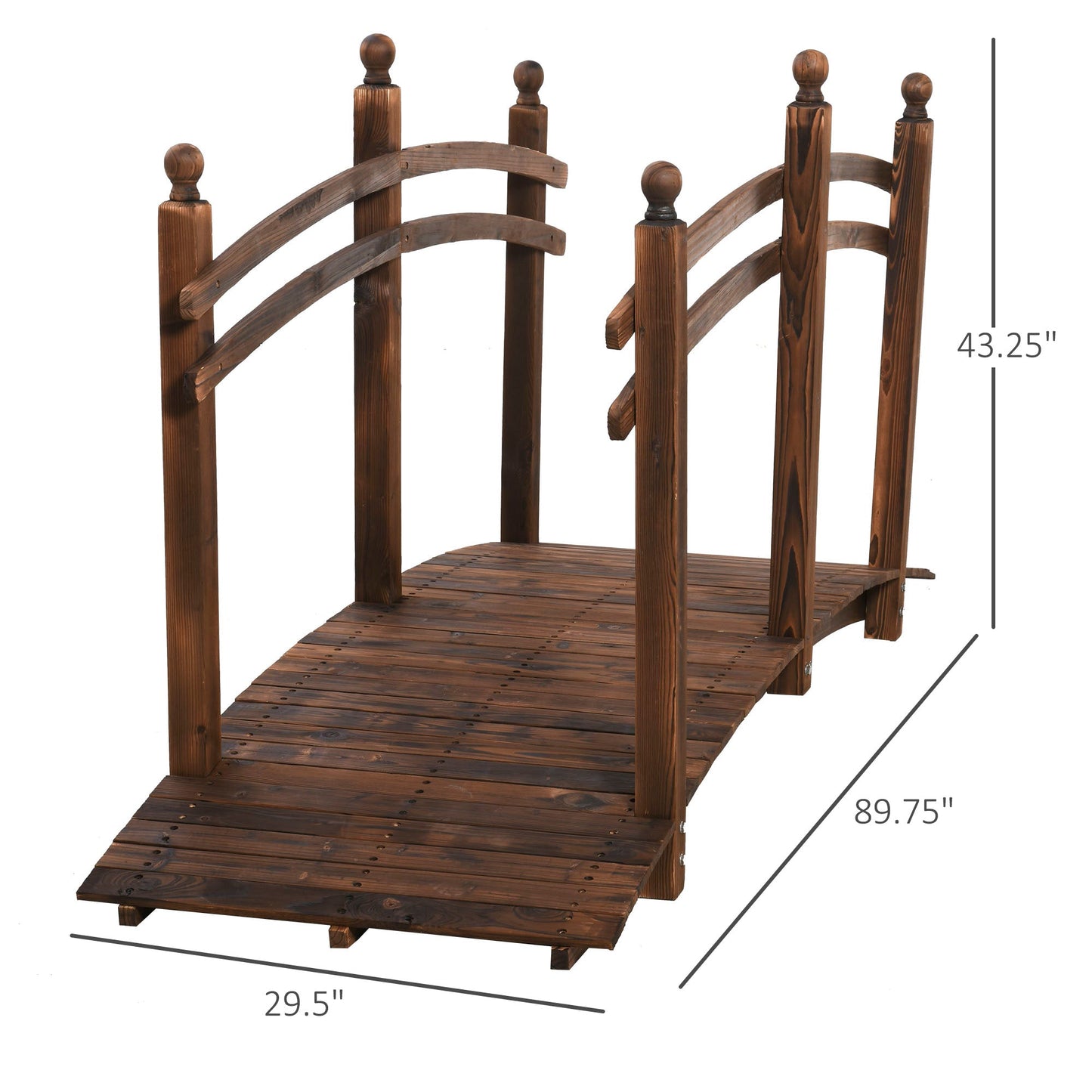 Outsunny 7.5' Fir Wood Garden Bridge Arc Walkway