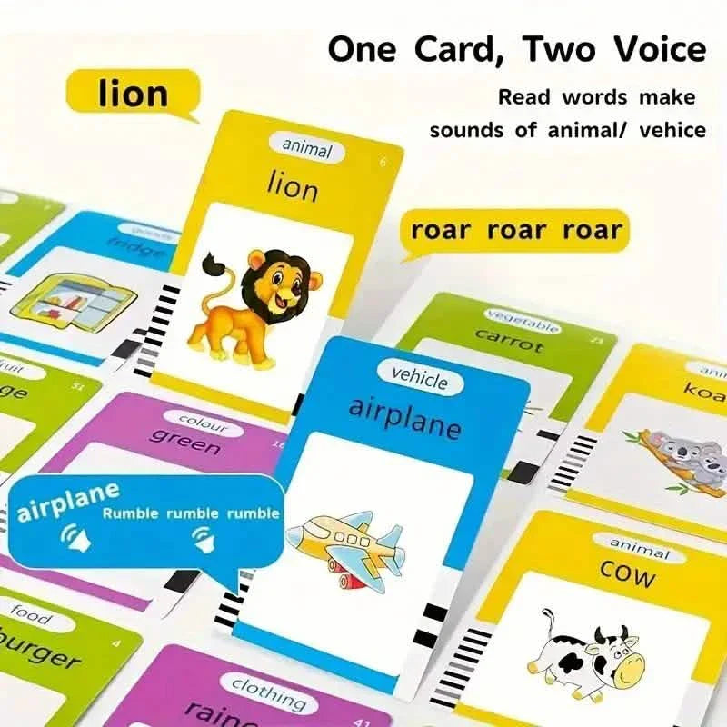 Flash Card Learning Toy – 112 Cards, 224 Words, USB Rechargeable Reading Toy for Kids (Pink/Blue)