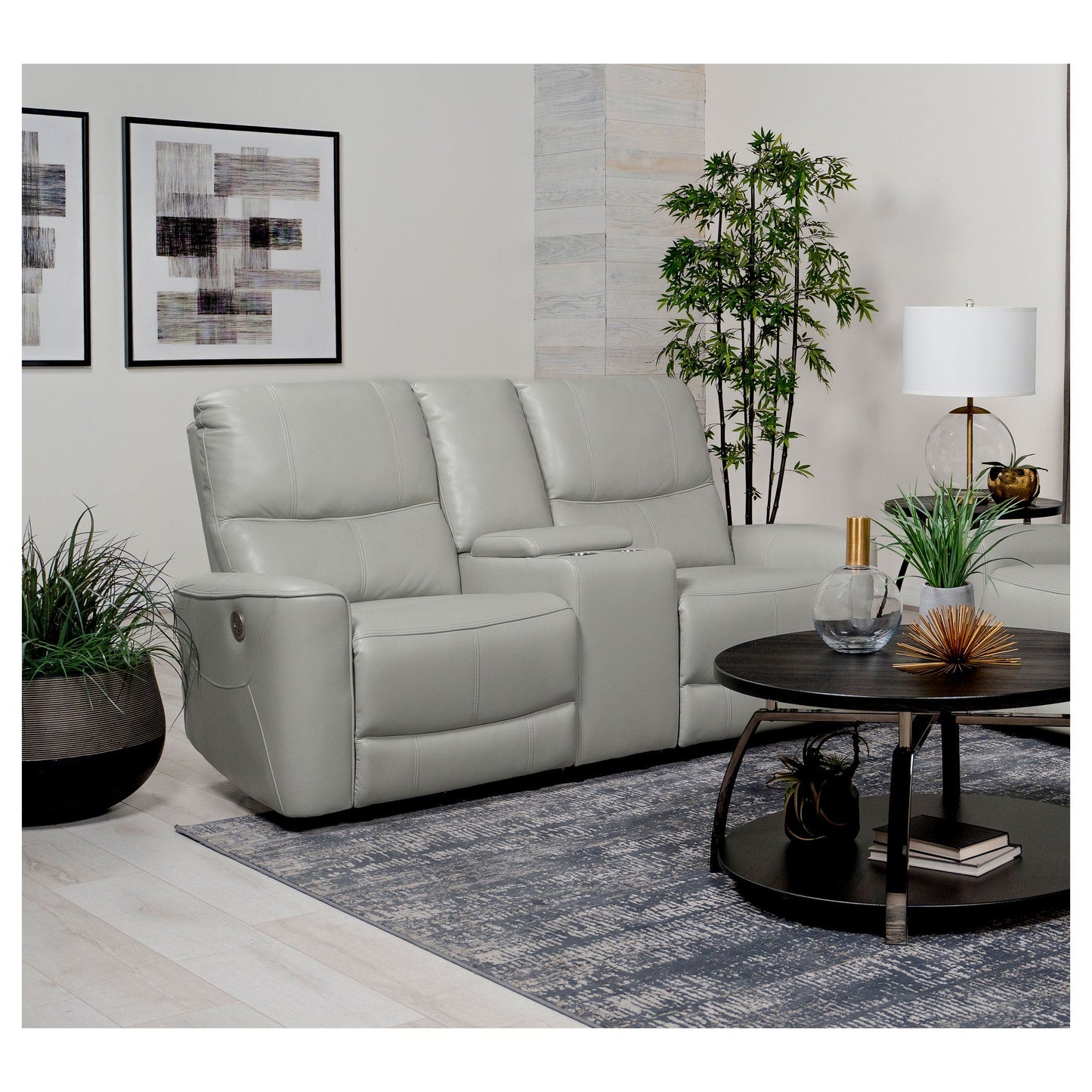 Denson Dove Power Reclining Loveseat