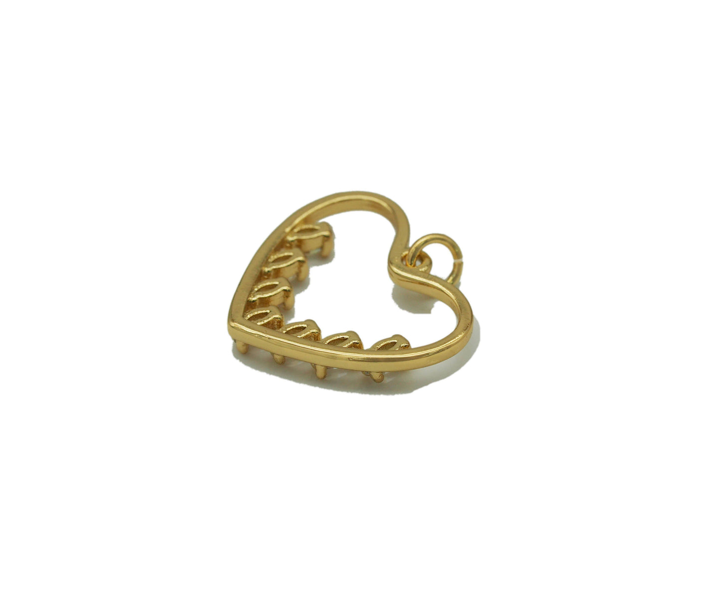 CZ Heart Frame Charm, Sku#LK641