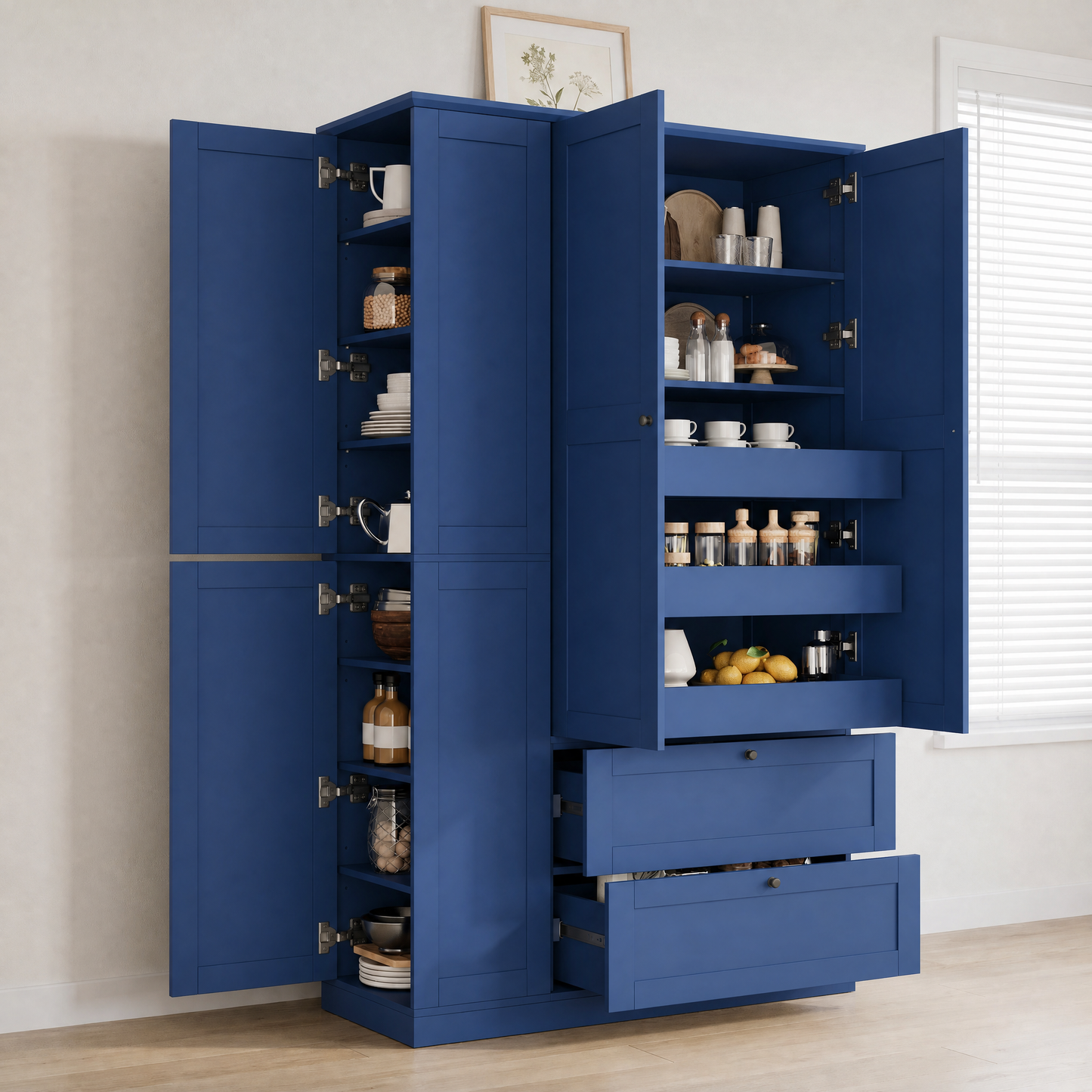 TOPMAX 73.6" Tall Farmhouse Kitchen Pantry Cabinet