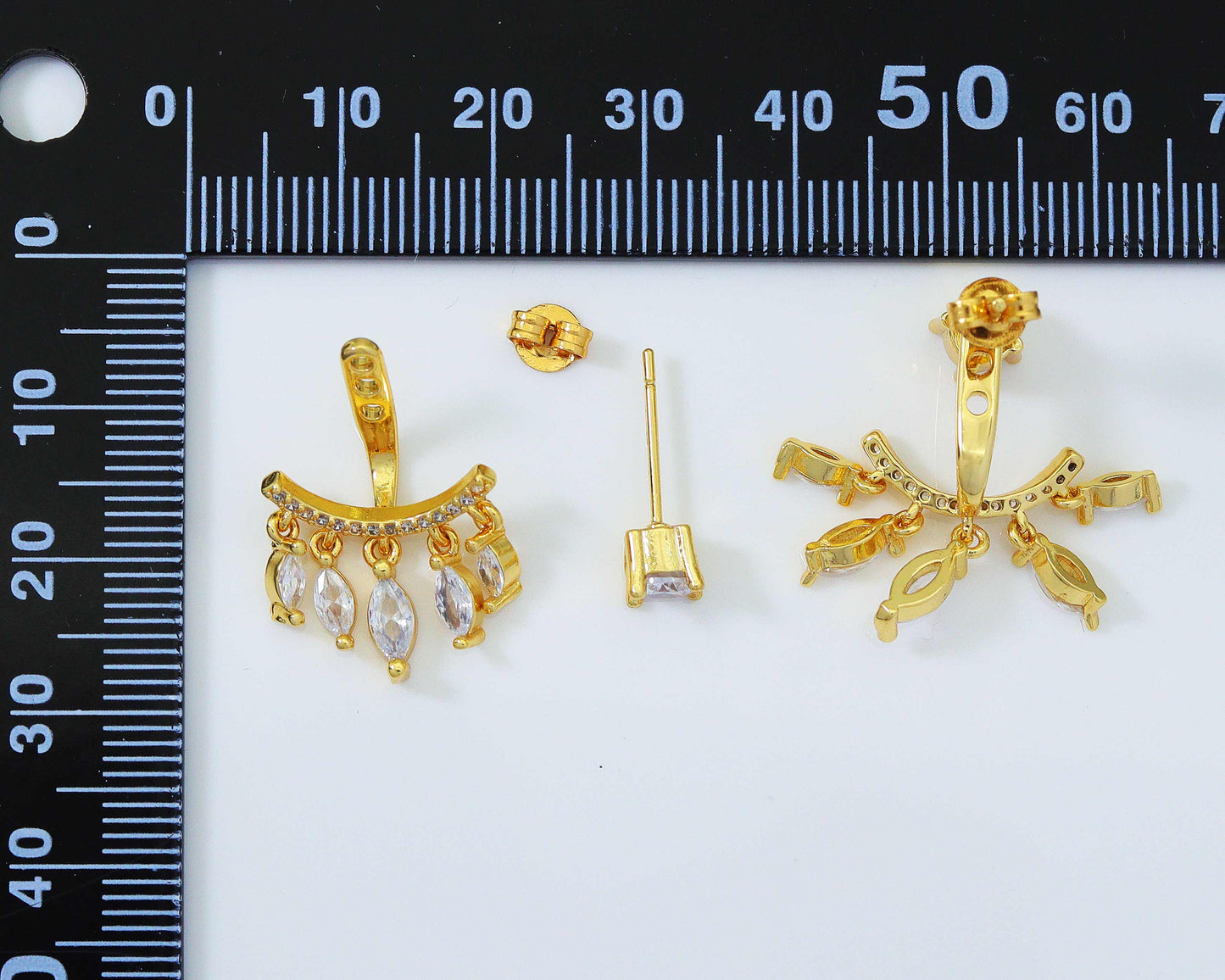 CZ Tassel Stud Earrings, Sku#J358