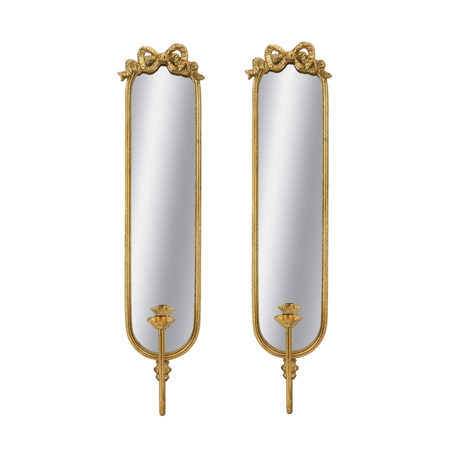 Set of 2 Bow-Top Mirrored Sconce