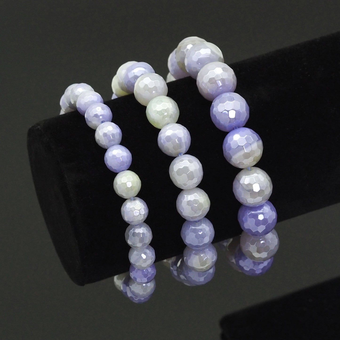 Mystic Blue Banded Agate Stretchy Bracelet, 8mm/10mm/12mm, SKU#EF402
