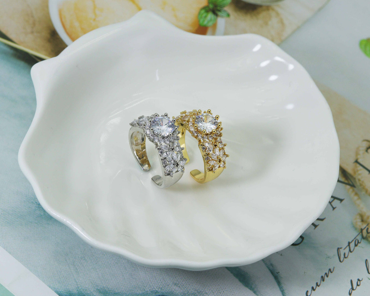 CZ Round Adjustable Ring, Sku#B170