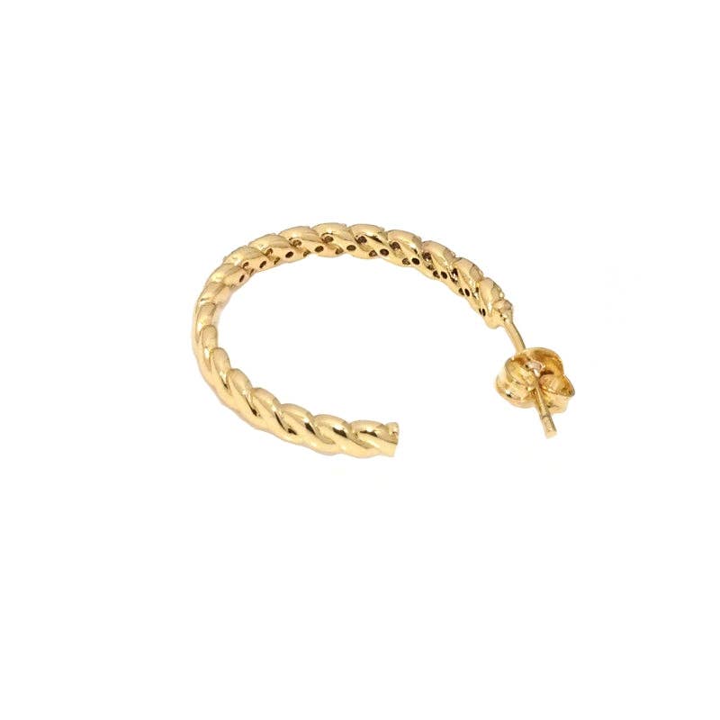Gold Clear CZ Thin Hoop Everyday Earrings, Sku#LK776