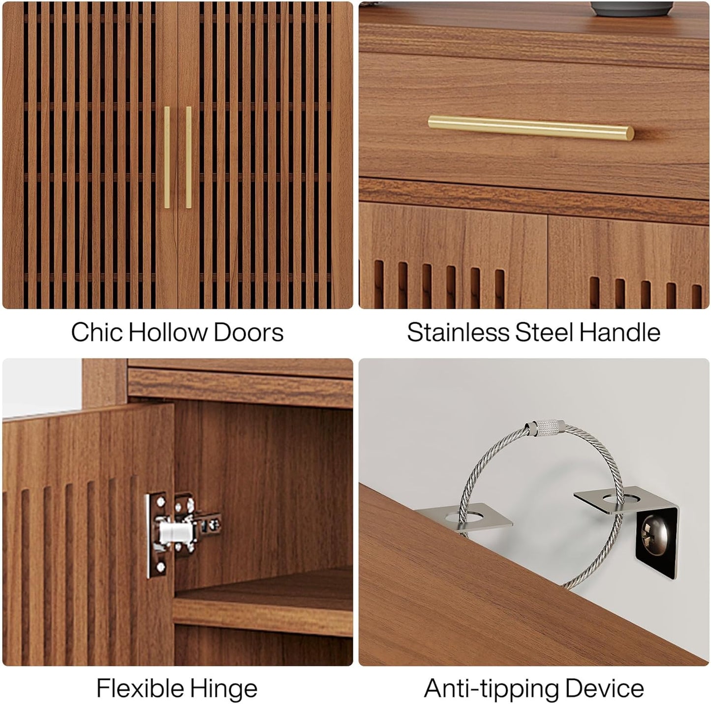 5-Tier Shoe Storage Cabinet with Louvered Doors and Drawer