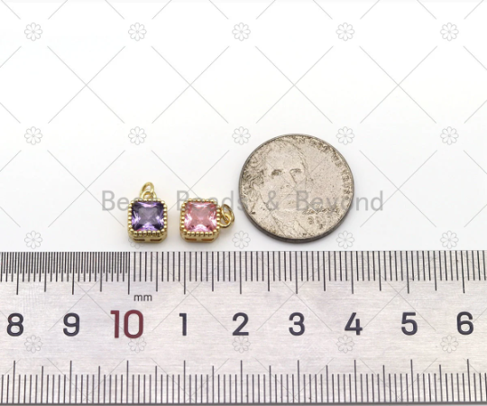 Big CZ Micro Pave Square Shape Pendant, 18K Gold Filled Square Charm, Necklace Bracelet Charm Pendant,Sku#LK520