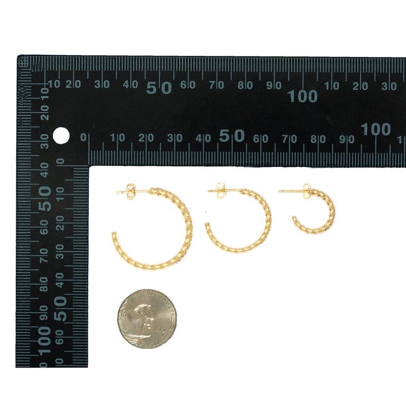 Gold Clear CZ Thin Hoop Everyday Earrings, Sku#LK776