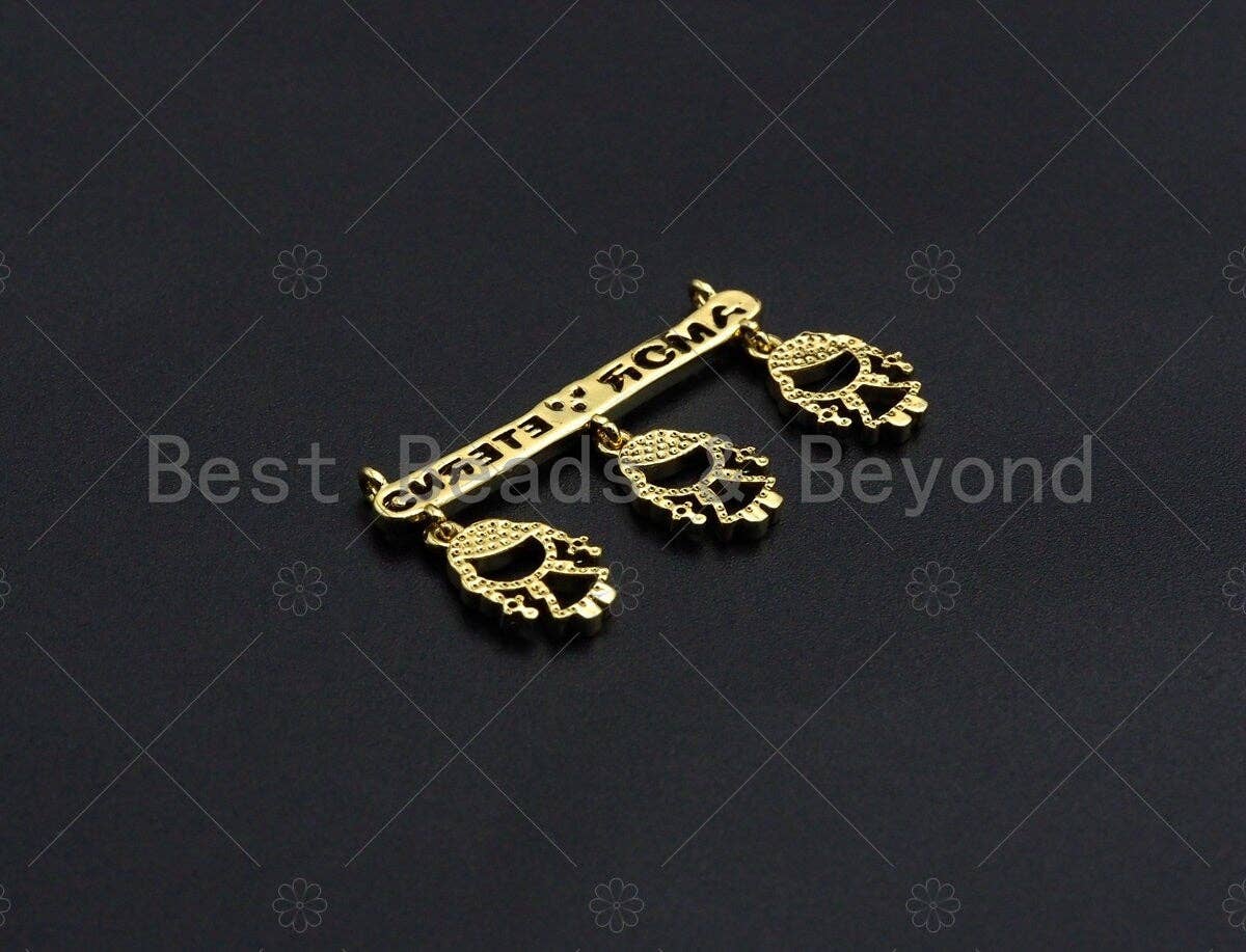 18K Shiny Gold Friends Connector Pendant, Fridends Necklace pendant, Girl Charm, Personalized Charm, Pave pendant, 18x30mm, sku#LK15