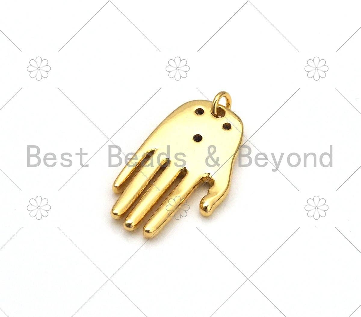 Clear CZ Micro Pave Evil Eye On Hand Shape Pendant, 18K Gold Filled Hand Charm, Necklace Bracelet Charm Pendant,14x25mm, Sku#Z1405