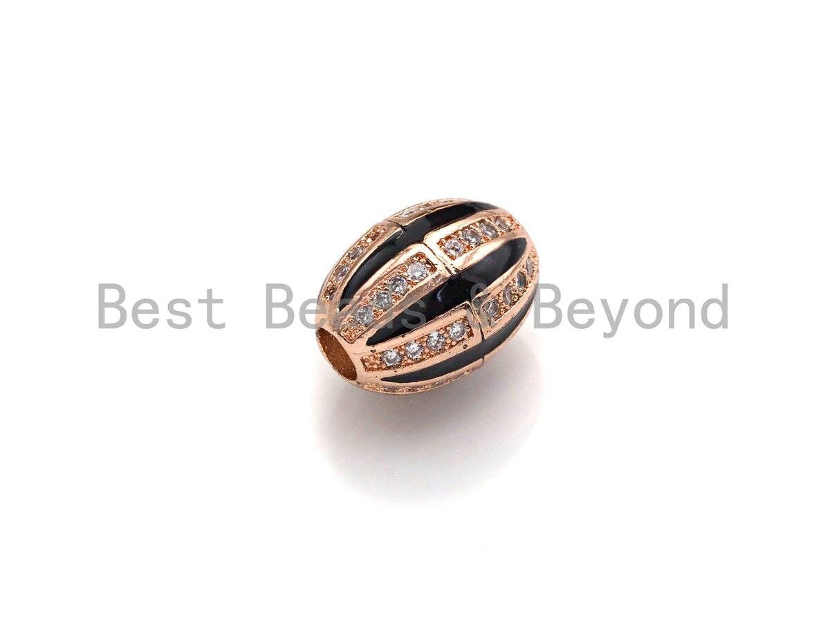 CZ Pave Oval Cage line beads, Oval Cubic Zirconia Spacer Beads, Men's Jewelry Findings,10x13mm, sku#Z931
