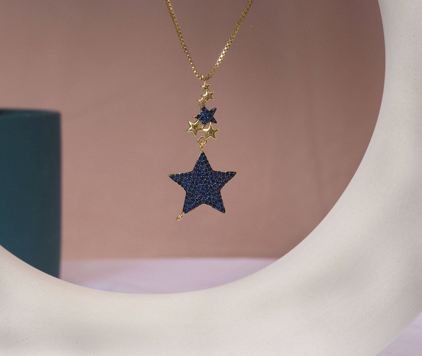 Cobalt CZ Five Point Star Charm, Sku#LK628