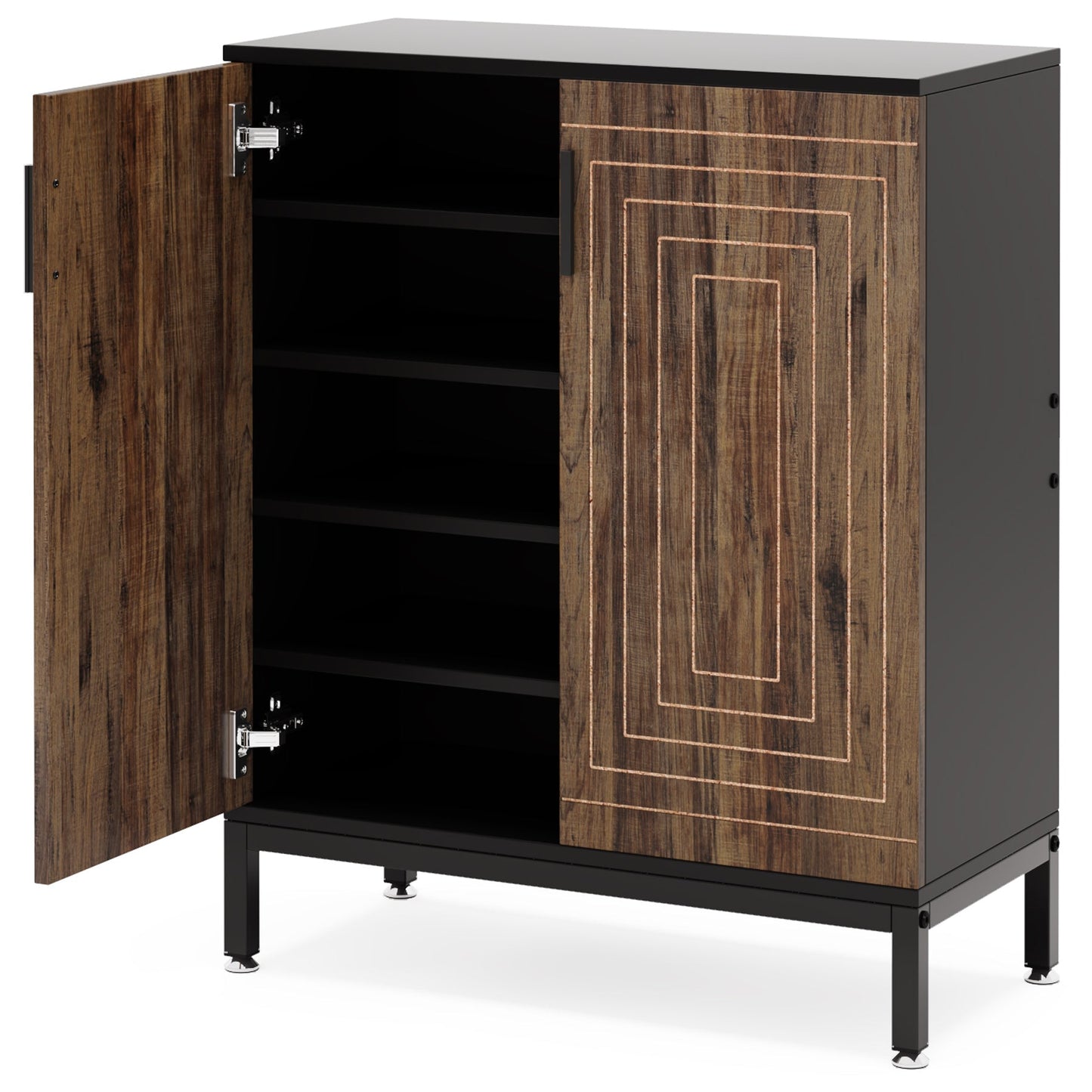 31.5 Inches Brown & Black Shoe Cabinet