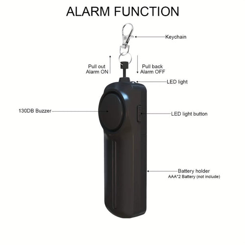 Alarme de sécurité personnelle avec lampe de poche LED – Dispositif de sécurité d'urgence porte-clés