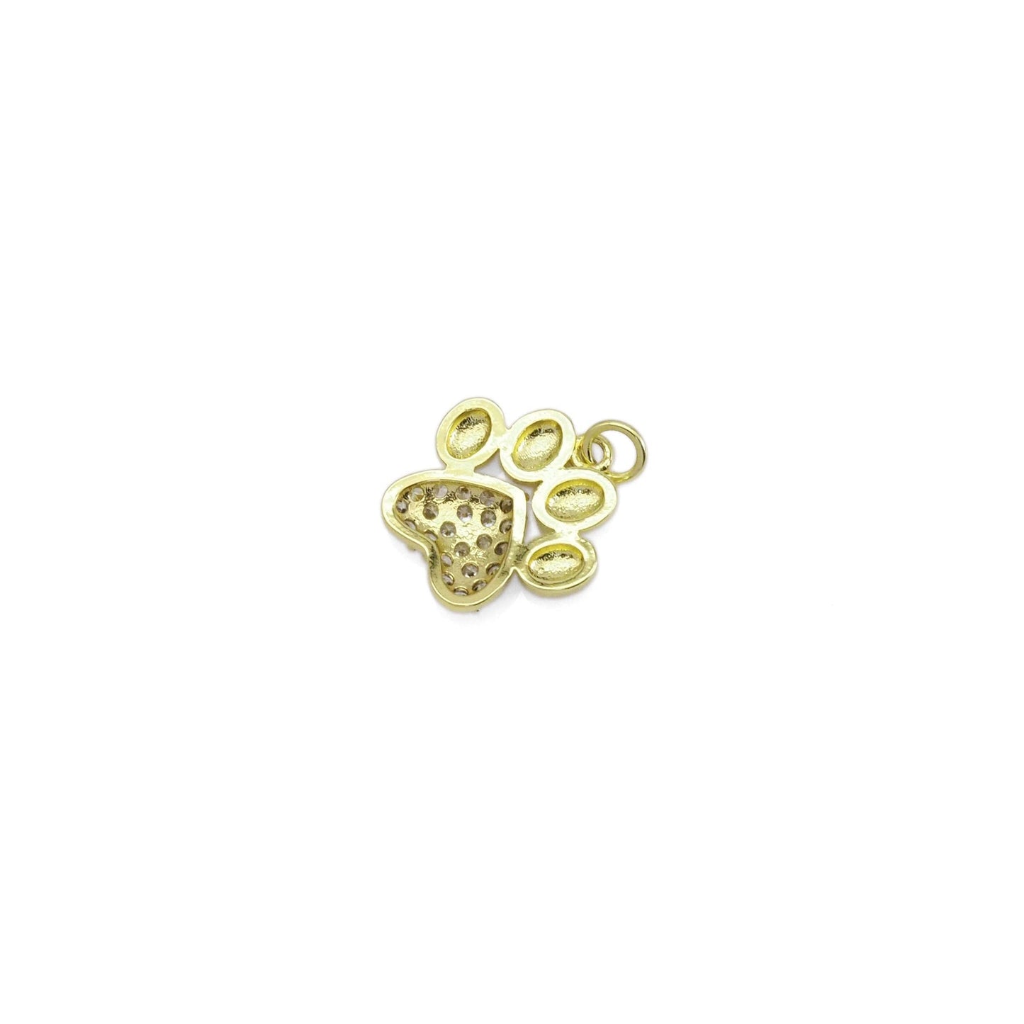 Gold Silver CZ Paw Print Charm, Sku#LK908