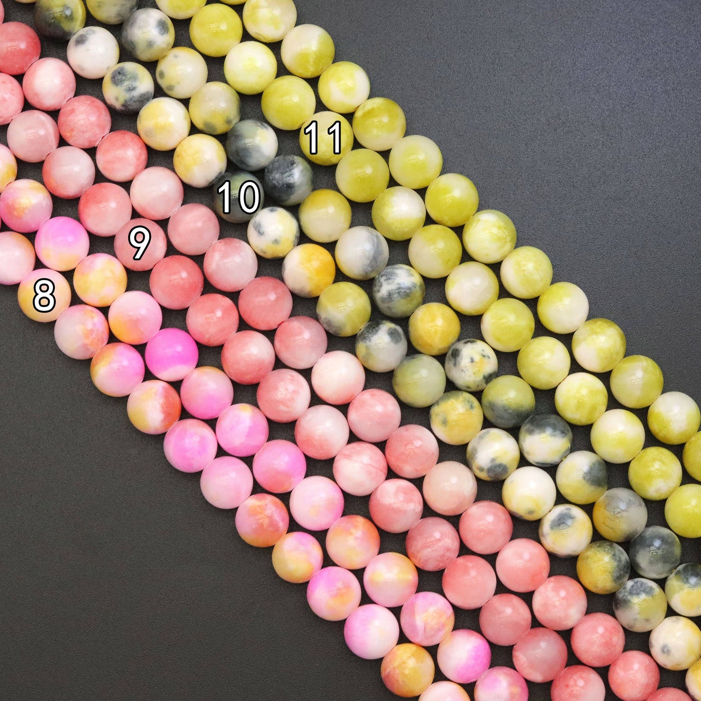 Colorful Jade Round Smooth Beads, Sku#U1900
