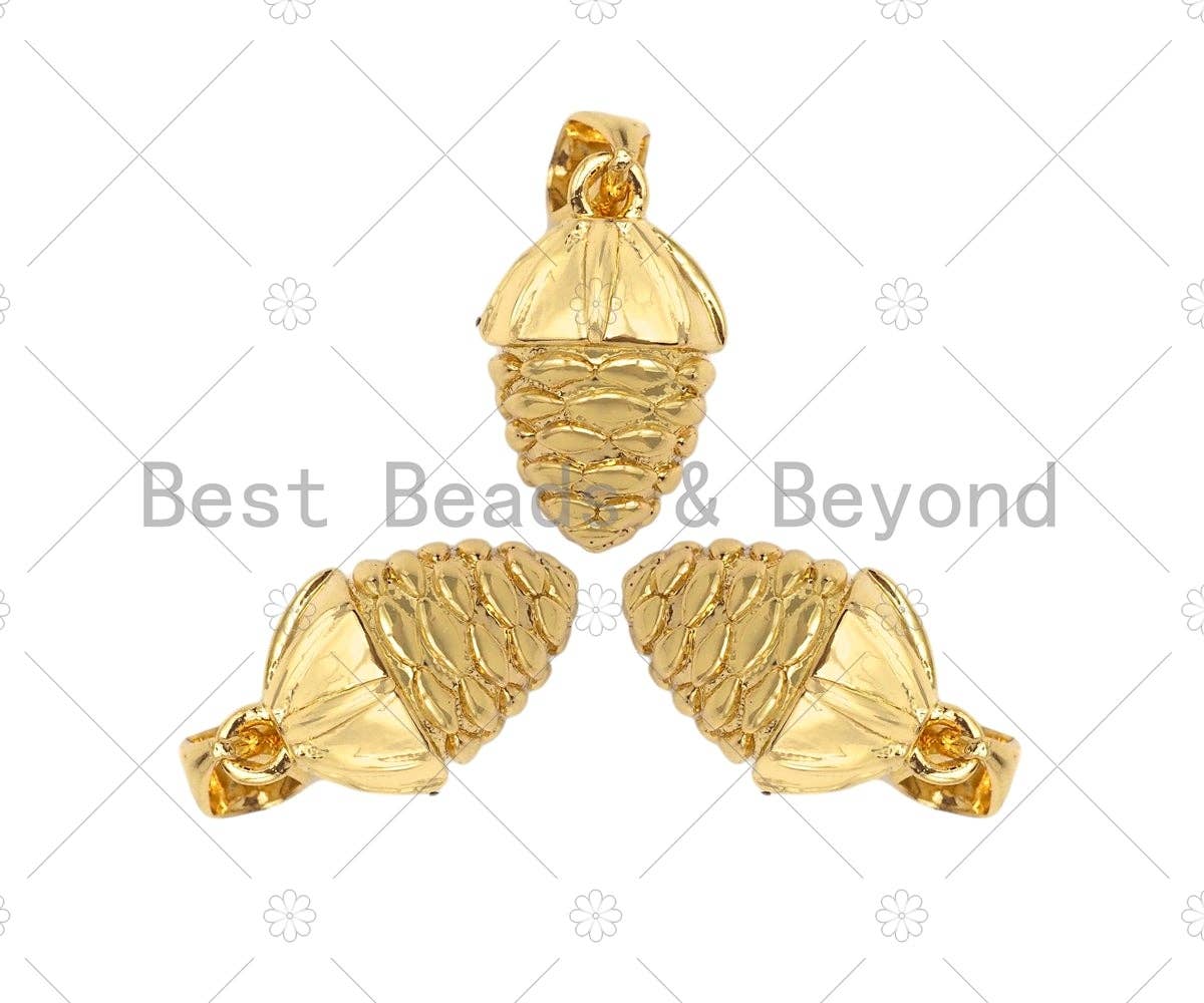 18k Gold Color Pinecone Shape Pendant, Dainty Gold Acorn Pendant, Christmas Charm Pendant,14x8mm, Sku#LK207