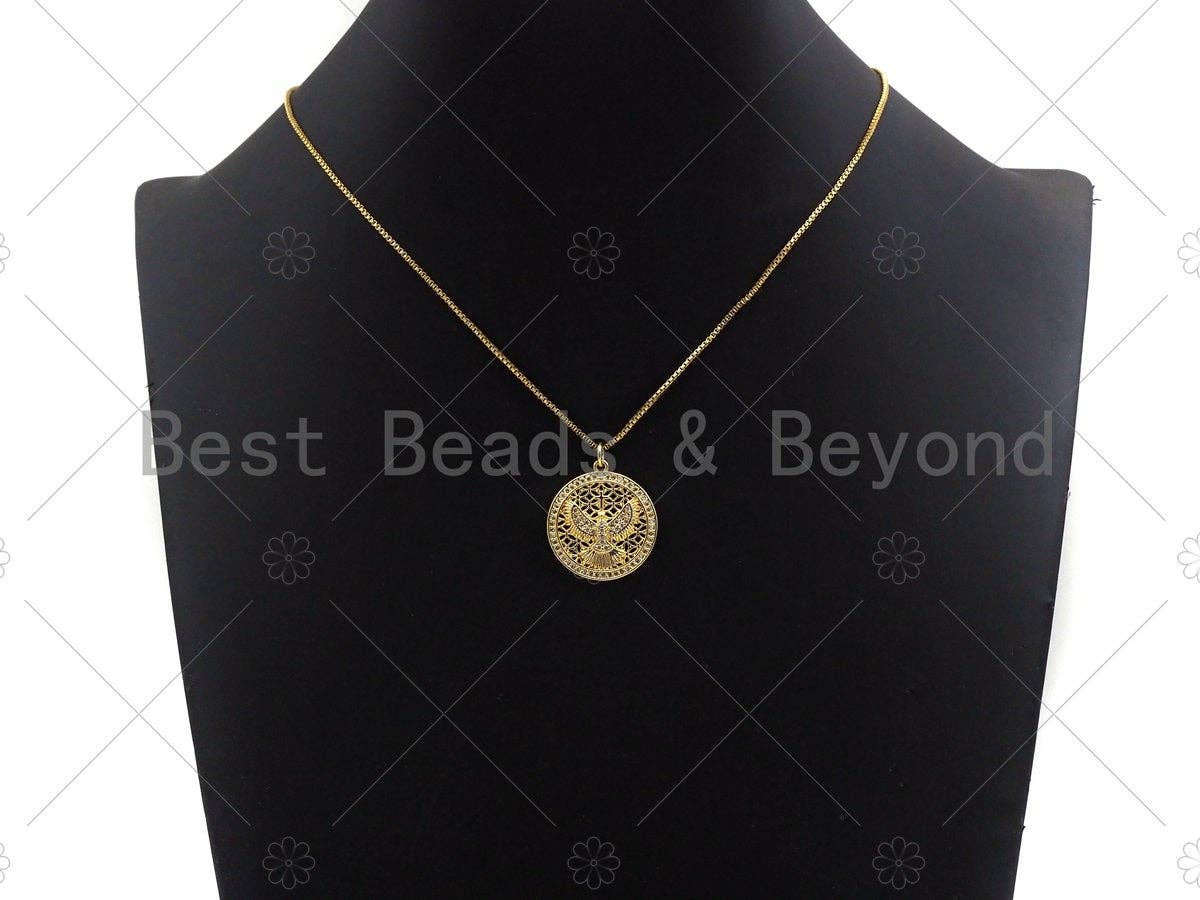 CZ Micro Pave Protection Pendant,Cubic Zirconia Tiercel Eagle Charm,Gold/Silver Tone,22x25mm, Men's Jewerly Findings, sku#L350