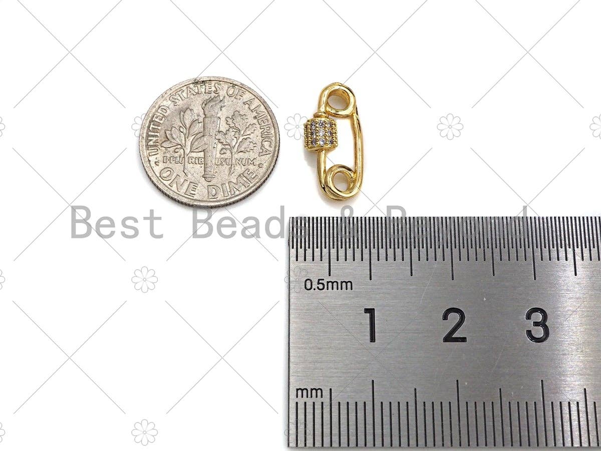 Small 18K Gold Safety Pin Clasp, Carabiner Clasp Safety pin, Paper clip connector clasp, 7x14mm, sku#LK11