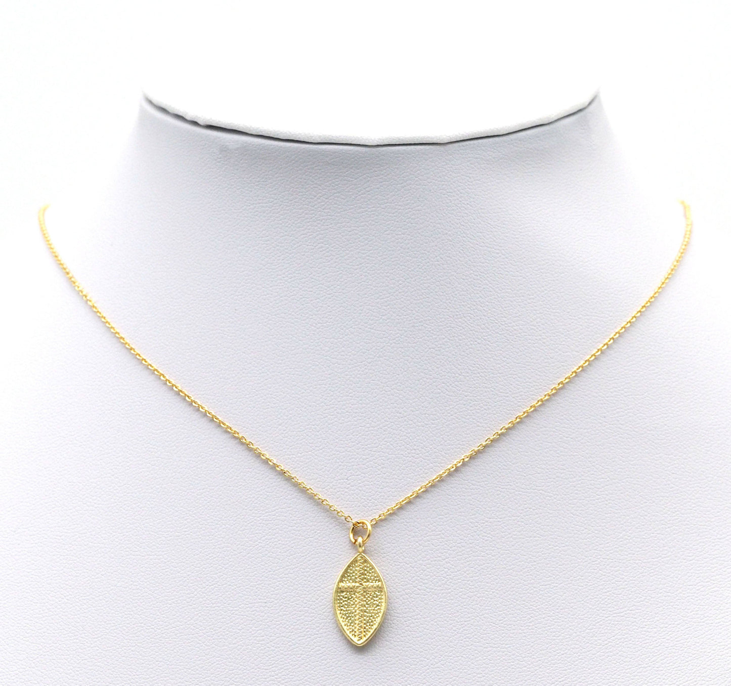 Gold Cross Leaf Charm, Sku#LK703