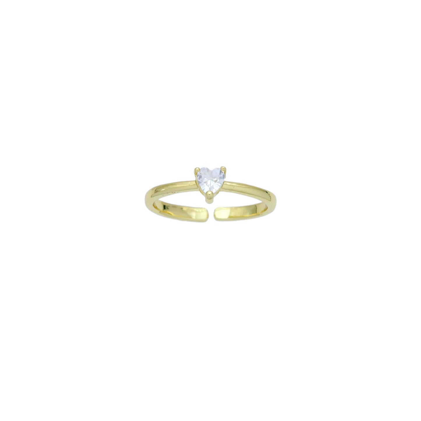 Tiny CZ Heart thin Adjustable Ring, Sku#LD599
