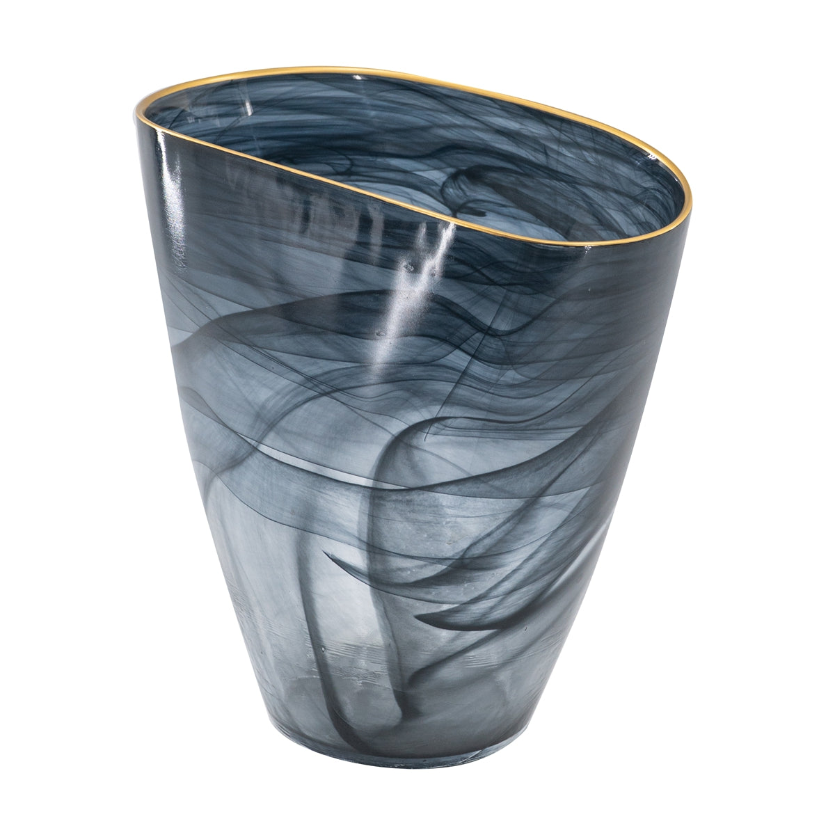 Smokey Black Gold Rimmed Glass Vase