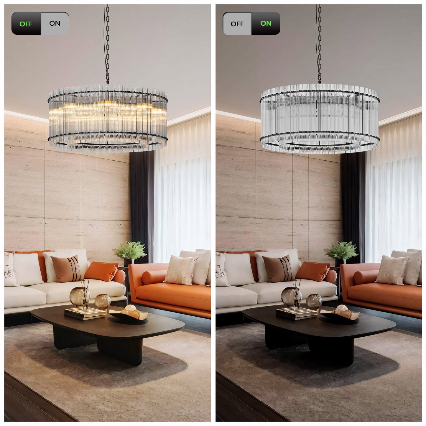 37" Modern Gold Round Chandelier