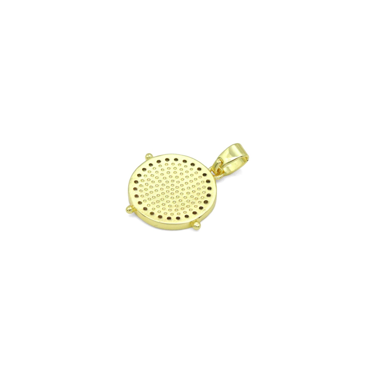 Clear CZ Around Gold Insect Bee On Round Coin Charm Pendant, Sku#LX764
