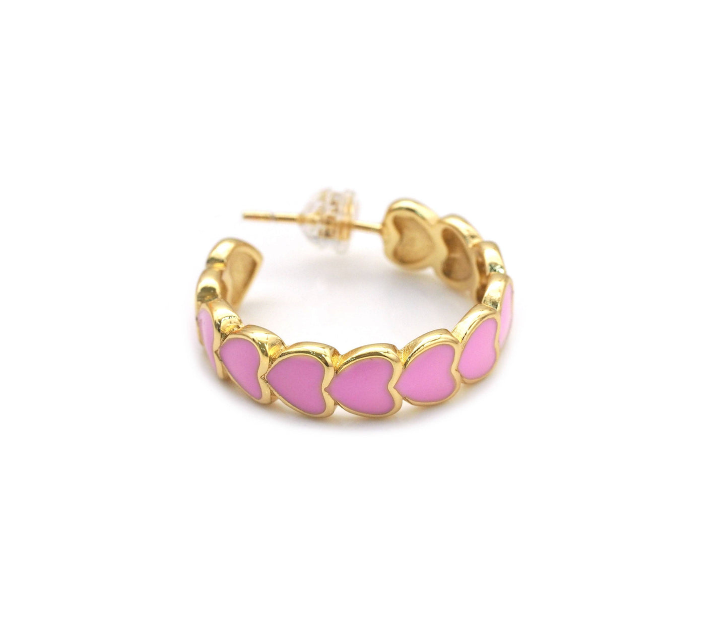 Colorful Enamel String Hearts Hoop Earrings, Sku#J374