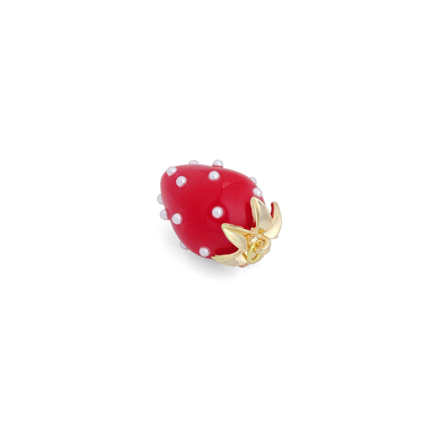 White Pearl Red Strawberry Charm Pendant,Sku#LK1225